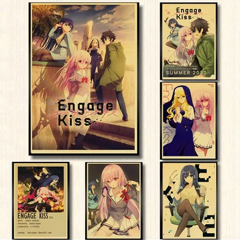 Anime-Ul Japonez Se Angajeze Sărut Poster Hârtie Kraft Art Decor Acasă Copiii Cameră Dormitor Cadou Autocolant De Perete Cadou De Imprimare Imagine Pictura
