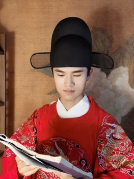 Antic Chinez Oficial Pălărie Hanfu Palarie Barbati Negru Tifon Pălărie de Lână Pălărie Dinastiei Ming Hanfu Hat Black Pentru Barbati