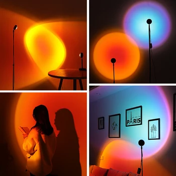 Apus de soare Lampa USB Proiector de Curcubeu Atmosferă Lumina de Noapte Decor Acasă Fotografie de Iluminat Magazin de Cafea Decor de Perete Lumini pentru Petrecere