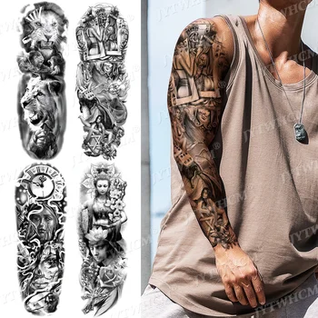 Art Bratul Tatuaj Craniu Impermeabil Tatuaj Temporar Autocolant Urs Dumnezeu Corpului Instrumente De Machiaj Picioare Flash Complet Fals Tatuaje Femei Bărbați
