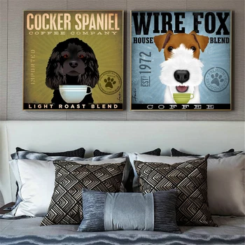 Arta De Perete Retro Câine Tablou Modern Minimalist Animale Poster Drăguț Bichon Câinele Galben Decor Acasă Cuadros Decoracion Salon De Cadou