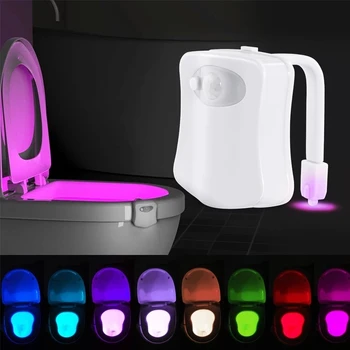 Automat Senzor De Mișcare Toaletă Lumina De Noapte 8 Culori De Baie Vas Wc Scaun De Lumină Pe Bază De Baterii Rezistent La Apa De Baie Lampă