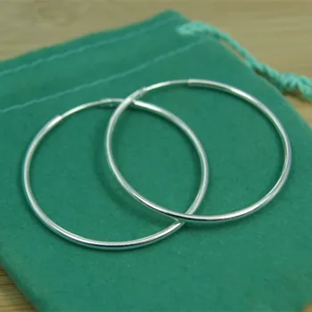 BABYLLNT Argint 925 Cercul Rotund 35/50mm Hoop Cercei Pentru Femei Nunta Petrecere de Logodnă Farmec de Modă de Bijuterii Cadou
