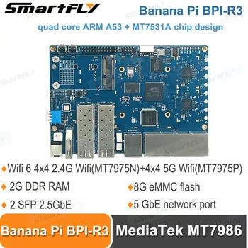Banana Pi BPI R3 MediaTek MT7986 quad core Router Consiliul de Dezvoltare,2G DDR RAM ,8G eMMC Flash Suport Wi-Fi6 5 port de rețea GbE