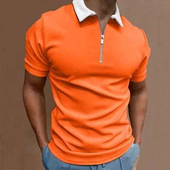 Barbati Casual Monofazate cu Fermoar de Sus Tricou Rândul său, în Jos Guler Bluza European, American Style Moda Retro Tricouri Topuri de Imprimare 3D Camisa