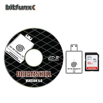 Bitfunx SD TF Card Reader Adaptor pentru SEGA Dreamcast DC Consola si CD cu DreamShell Boot Loader și 32GB SD Card cu jocuri