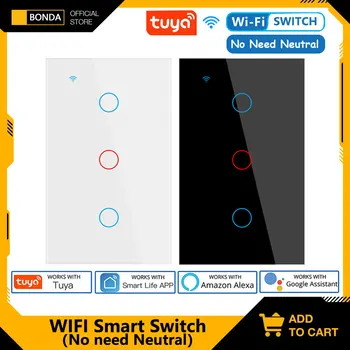 BONDA Smart Switch Nu este Nevoie Neutru UE/SUA/Standard Tuya de Control Funcționează cu Alexa de Start Google WiFi Smart Home Touch Switch-uri