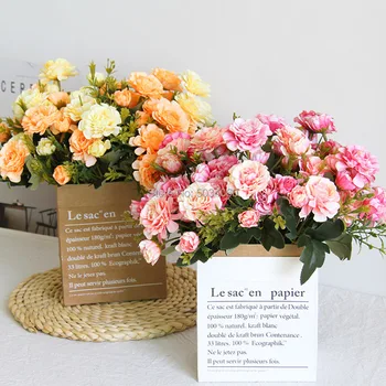 buchet artificial flori de matase pentru decor fals mici trandafiri flori de nunta decor de toamnă flori faux hotel de masă DIY decor