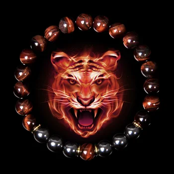 Buddha Brățară Bărbați Roșu Ochi de Tigru Piatra Naturala 8mm Obsidian Negru Hematit Margele Elastic Farmecul Bratari Homme de Bijuterii Cadou