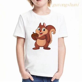 băiat amuzant tricou fata de animale tricou pentru fete topuri tee desene animate veveriță copii haine copii baieti-haine grafic t shirt