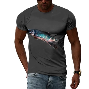 Bărbați Moda de Vara de Imprimare 3D Pește Grafic T -shirt, Personalitate Casual Simplu Pescar Îmbrăcăminte cu Mâneci Scurte.