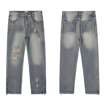 C. E CAVEMPT Jeans Logo Gaura Bărbați Femei 1:1 Spălate cu Fermoar Supradimensionat Cav Preveni Blugi Pantaloni