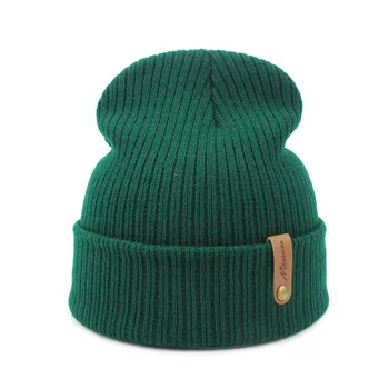 Capac Croșetat Toamna Iarna Femei Barbati Unisex Tricotate Skuilles Căciuli Capace De Pălării Solid Verde Negru Alb Cagulă Pe Cap Pălăria