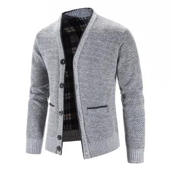 Cardigan Sweatercoats Pentru Bărbați de Iarnă mai Gros Cald Pulovere Cardigan Nou de sex Masculin V-neck Cardigane Casual Slim Fit Pulovere Marimea 3XL