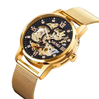 Ceasuri mecanice de Moda Bărbați Ceas de Lux din Oțel Inoxidabil Barbati Bratara Brand de Top SKMEI ceas de mână de Afaceri rezistent la apa 30M
