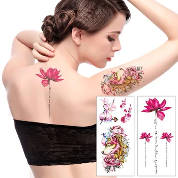 Cerneală culoare Sexy Flori Tatuaje Temporare Pentru Femei Fata de Body Art, Pictura Braț Picior Autocolant Tatuaj Fals Realist Impermeabil Tatuaj