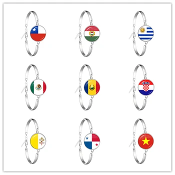 Chile, Ungaria, Uruguay, Mexic, România, Croația Vatican Panama, Vietnam Drapelul Național 2mm Cabochon de Sticlă Brățară de Lanț Pentru Cadou