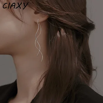 CIAXY de Argint de Culoare Geometrice Curba de Design Cercei Ciucure pentru Femei Estetic Moda coreeană Lung Cercel Bijuterii Trendy