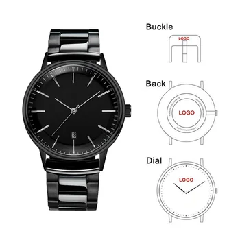 CL047G Metalice din Oțel Inoxidabil Trupa Calendar Barbati Ceas Simplu Big Dial Watch Logo-ul Personalizat
