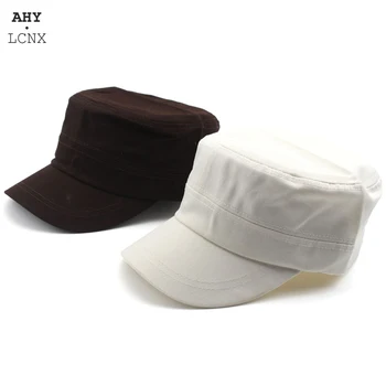 Clasic de culoare Solidă Flat Top Mens Spălat Sepci de Baseball Reglabil Casual în aer liber Pălărie Femei Montat Capac Militare Pălării Pentru Bărbați