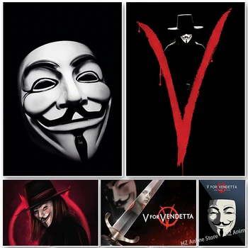 Clasic Hackeri Filmul V de la Vendetta Hacker Film Masca Tema Masca Postere de Imprimare Arta de Perete Poze Panza Pictura Acasă Decor Cameră