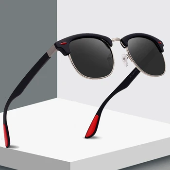 Clasic Jumătate Metal Polarizat ochelari de Soare Barbati Femei de Brand Designer de Semi fără ramă Ramă de Ochelari de Soare UV400 Gafas Oculos De Sol