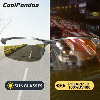 CoolPandas Brand de Aluminiu Magneziu Semi-fără ramă Fotocromatică Bărbați ochelari de Soare Polarizat Ochelari de Conducere de sex Masculin gafas de sol hombre