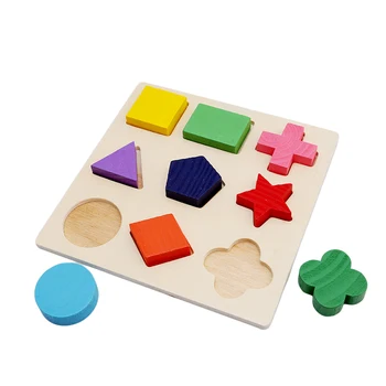 Copilul Din Lemn Colorat Bloc Montessori Devreme Jucarii Educative Intelectuală Geometrie Jucărie Ansamblu De Blocuri De Hobby-Uri