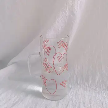 Coreea Retro Roșu Scrisoare De Dragoste De Lapte Cană Mare De Sticlă Borosilicată Ceașcă De Cafea Kawaii Cana Mic Dejun
