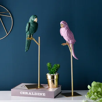 Creative Realiste Papagal Desktop Ornamente Rășină Ramură De Copac Animal Statuie Păsări Figurine Model Nordic Living Decor Acasă