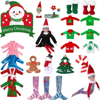 Crăciun Elf Dress Set de Pluș Pijamale Pulover, Șosete Coadă de Pește Jucărie pentru Copii Accesorii Cadou de Crăciun (Papusa)M2