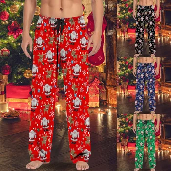 Crăciun Mens Pantaloni Casual Pantaloni De Pijama Cu Cordon Si Buzunare Cadou De Crăciun Simplu Îmbrăcăminte
