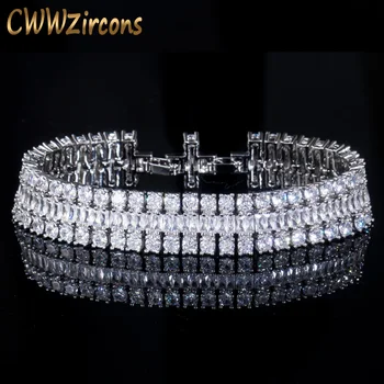 CWWZircons Brand Spumante de Aur Alb Culoare de Top Grad Piatra Cubic Zirconia Lux Mare Wrap Brățară de Mireasa Bijuterii de Nunta CB043