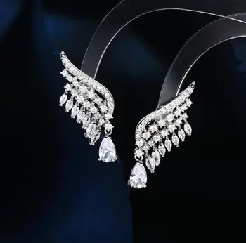 De apă în formă de picătură cercei zircon stil lux s925 argint ac moda all-meci ureche bijuterii pentru femei