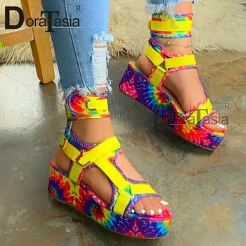 De Brand Nou pentru Femei Multicolor Glezna Curea Sandale de Moda Doamnelor Platforma de sandale Vara, Sandale Gladiator Pantofi de Femeie
