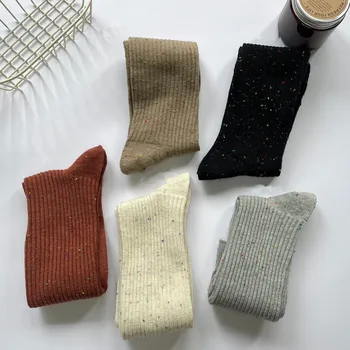 De Iarnă 2022 Mai Gros De Lână Cașmir Femei Șosete Pata De Culoare De Moda Japonez Culoare Solidă Mult Șosete Fete Termic Cald Crew Sock