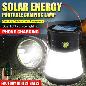 De Iluminat în aer liber USB Reîncărcabilă Solar Portabil Lumini 2 Moduri de Camping Lanterna Multifunctionala pentru Acasă în aer liber