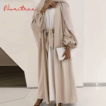 De Vânzare la cald Simplu Rochie Musulman Manșetă Elastică Matasoasa Elegant Culoare pură Mult Musulman Abayas Femei Modestă Poarte Haine EID robe F3003
