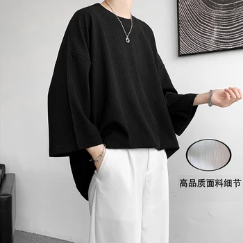 De Înaltă Calitate Bărbați Supradimensionate Matase De Gheață Tricouri 2022 Vara Mens Jumătate Maneca Moda Harajuku T-Shirt Bărbat Solid De Zi Cu Zi Simplu Tees