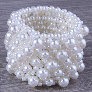 De înaltă Calitate, lucrate Manual Elastica Perle Bratari cu lățimea de 5 cm Pearl Brățară Pentru Femei Bijuterii de Nunta Cadou