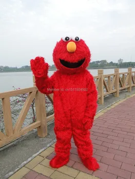De înaltă calitate Parul Lung Elmo Mascota, Costume de Caractere de Costume de Desene animate Costum Mascota Costum