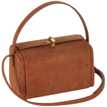 Design simplu piele de căprioară cutie pătrată sac de înaltă calitate flanel casual pătrat mic sac retro geanta messenger