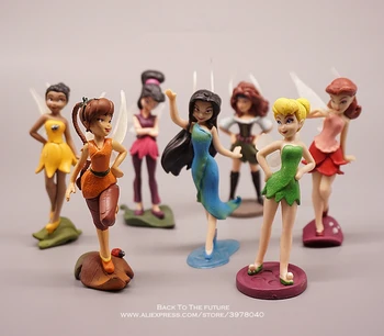 Disney Tinker Bell Desene animate Printesa 10cm 7pcs/set mini papusa de Acțiune Figura Anime Mini Colecție de Figurine model de Jucărie pentru copii