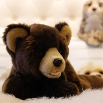 Dorimytrader Calitate Moale Animal Culcat Ursul Brun Jucărie de Pluș Animale de Pluș Ursuleți de Jucărie pentru Copii Cadouri Decor 36x15x16cm