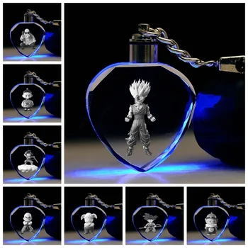 Dragon Ball Wukong Noi cu LED-uri Catarama Cristal Breloc in forma de Inima Pandantiv Cheie Sac de Școală Farmec Seven-culoare Lumina Cadou