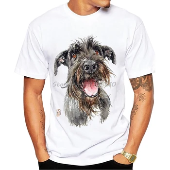 Drăguț Schnauzer Și Schultz Arta Print T-Shirt Moda Barbati Maneca Scurta Câine Amuzant Design Băiat Topuri Casual Cool Om Alb Tricou