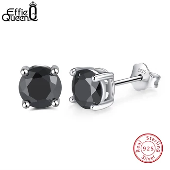 Effie Regina Neagră la Modă AAA zircon Cercei Stud Geometrice de Cristal, Bijuteriile din Argint Pentru Femei Barbati Moda BE84-B