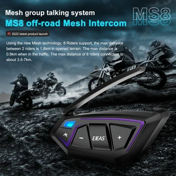 EJEAS MS8 Motocicleta Casca Bluetooth setul cu Cască 8 Rider Vorbesc În Același Timp, PLASĂ de Interfon CVC de Reducere a Zgomotului Comunicator