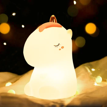Elf Ponei Lumină de veghe LED cu Senzor Tactil 7 Culoare USB Reîncărcabilă Desene animate Silicon Dormitor Lampă de Noptieră pentru Copii pentru Copii Cadouri pentru Copii