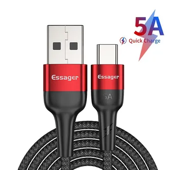 Essager 5A USB de Tip C Cablu de Telefon Mobil de Încărcare Rapidă Cablu de Date Pentru Huawei, Xiaomi Redmi Încărcare Rapidă USB de Tip C Încărcător Cablu